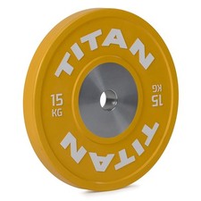Titan Fitness 15 KG Single Elite Competition Bumper Plate, Yellow Olympic Plate