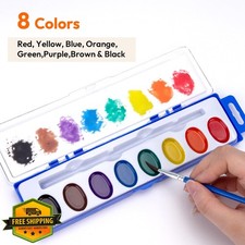 JEAWIWI 5pk Watercolor Paint Sets 8 Washable Colors with Brushes Kids Art