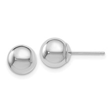 7mm 1/4 Inch 14k White Gold Polished Ball Friction Back Studs