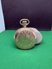 ANTIQUE POCKET WATCH ELGIN 17j 52mm FANCY GOLD FILLED HUNTER CASE  LS6