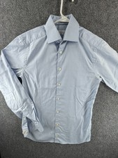 Eton Super Slim All Cotton 15 Signature Twill Blue Shirt Elegant Premium Mens