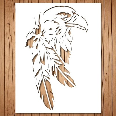 Eagle Stencil | Reusable Birds Native American Bird 7''x 11'', White 