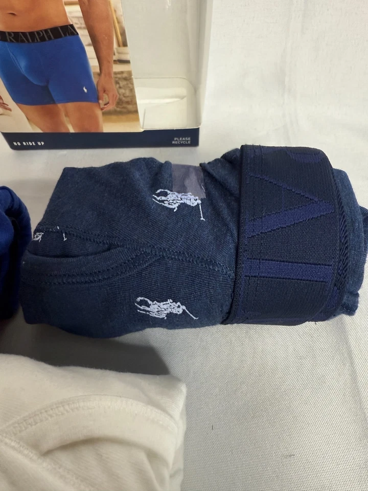 Nuevo con etiquetas Polo Ralph Lauren Para Hombres Azul Blanco Elastizado Calce Clásico Calce Boxer Calzoncillo M 3 Piezas Foto 4 de 4