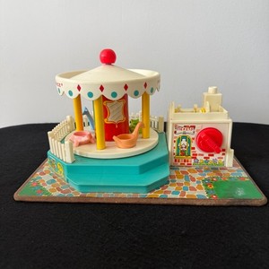 Vintage 1972 Fisher Price Little People Carousel Toy FOR PARTS Or Display