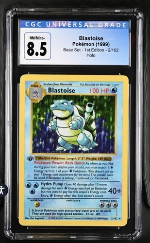 1999 Pokémon Base Set Shadowless 1st Edition Blastoise #2 CGC 8.5 NM/MINT THICK