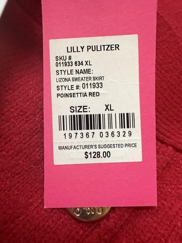 Lilly Pulitzer Lizona Sweater Skirt Pointsettia Red Size Extra Large NWT - Picture 2 of 8