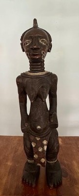 Rare Vintage Luluwa Tribal African Wood Figure Female from Congo