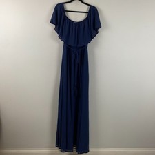 Baltic Born Navy Blue Maxi Dress Womens XL Slit Formal Evening Gown Flowy Comfy