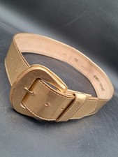 Womens Large Gold Lame Belt Canadian Designer Emmanuel Retro 80s Leather