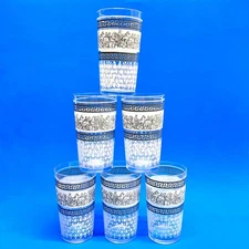 VTG 1950s MCM Jeannette Patrician Greek Drinking Flat Tumblers Set of 6 11oz 5"