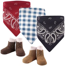 Unisex Baby Cotton Bib and Sock Set, Cowboy, One Size