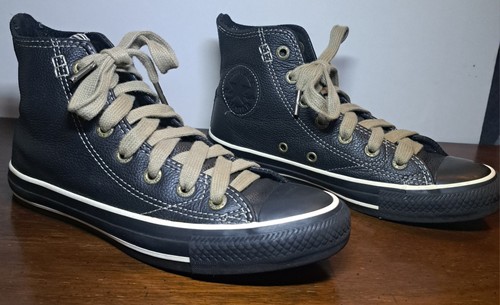 Converse All Star schwarze hohe Leder-Sneaker schwarz Damengröße 6,5