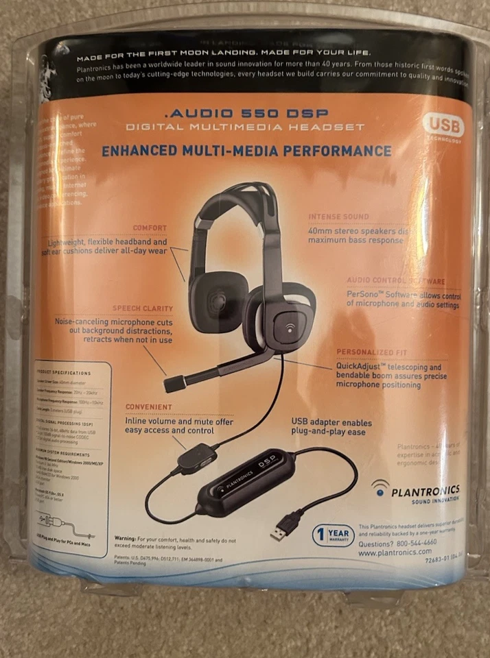 Plantronics  Audio 550 DSP Ultimate Performance   Black Headset Sealed - Image 4 of 4
