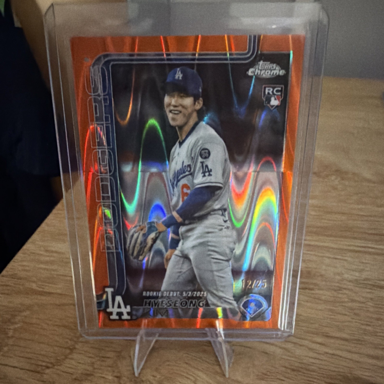 Topps 2025 Chrome Update Hyeseong Kim Rookie Debut Orange Raywave Dodgers /25