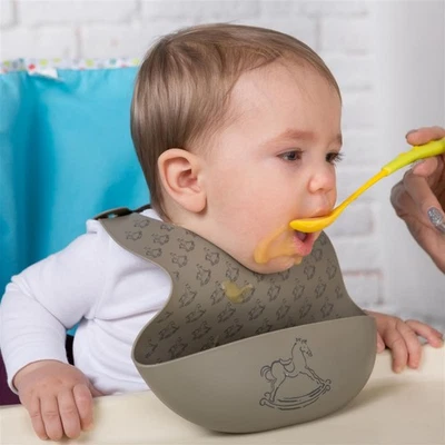 Lätzchen antibakterielles Babylätzchen wasserdicht mit Auffangschale BPA frei - Bild 1 von 4