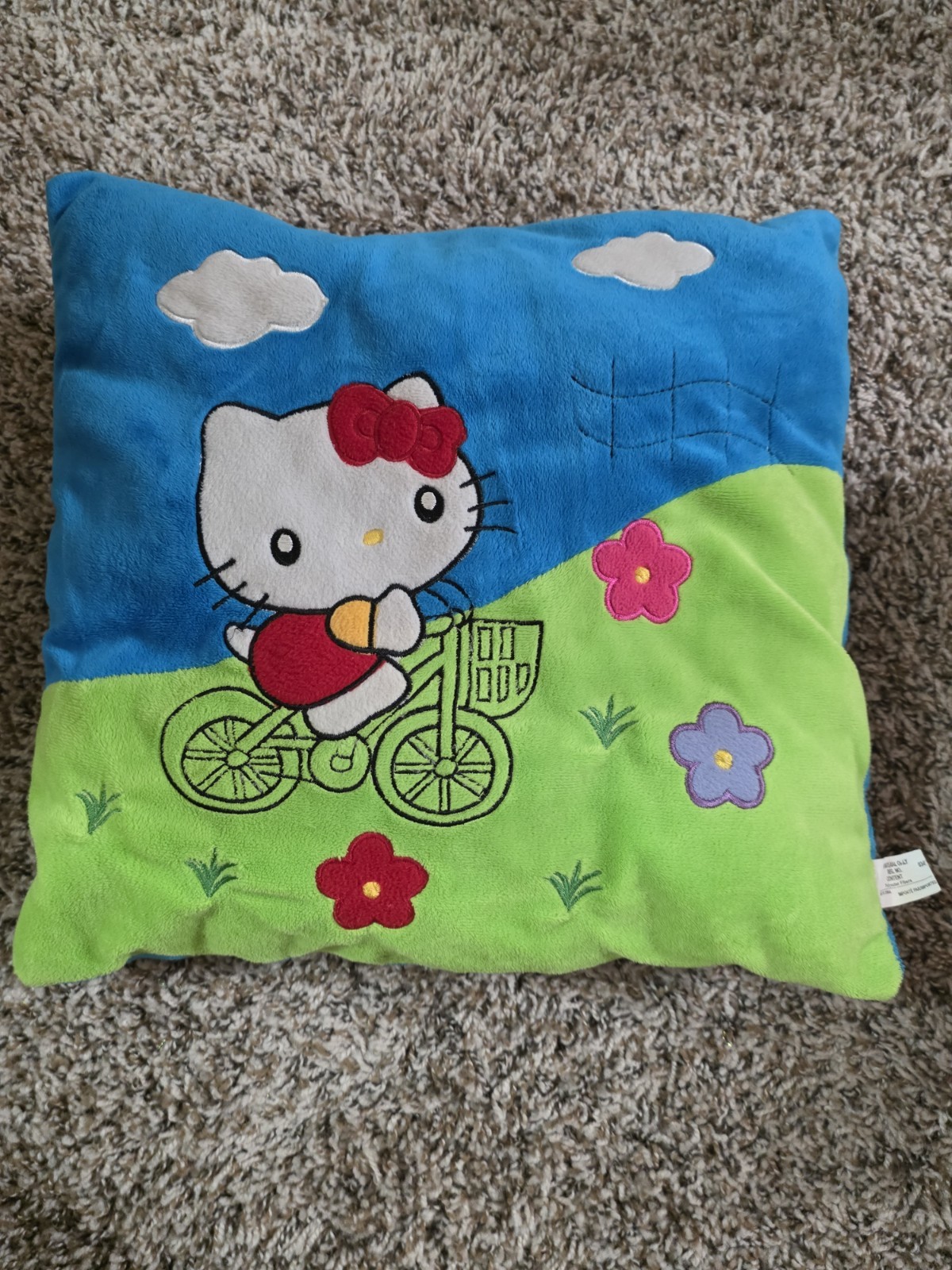 Vintage Hello Kitty On Bike Throw Pillow 14x14 Rare HTF (Car