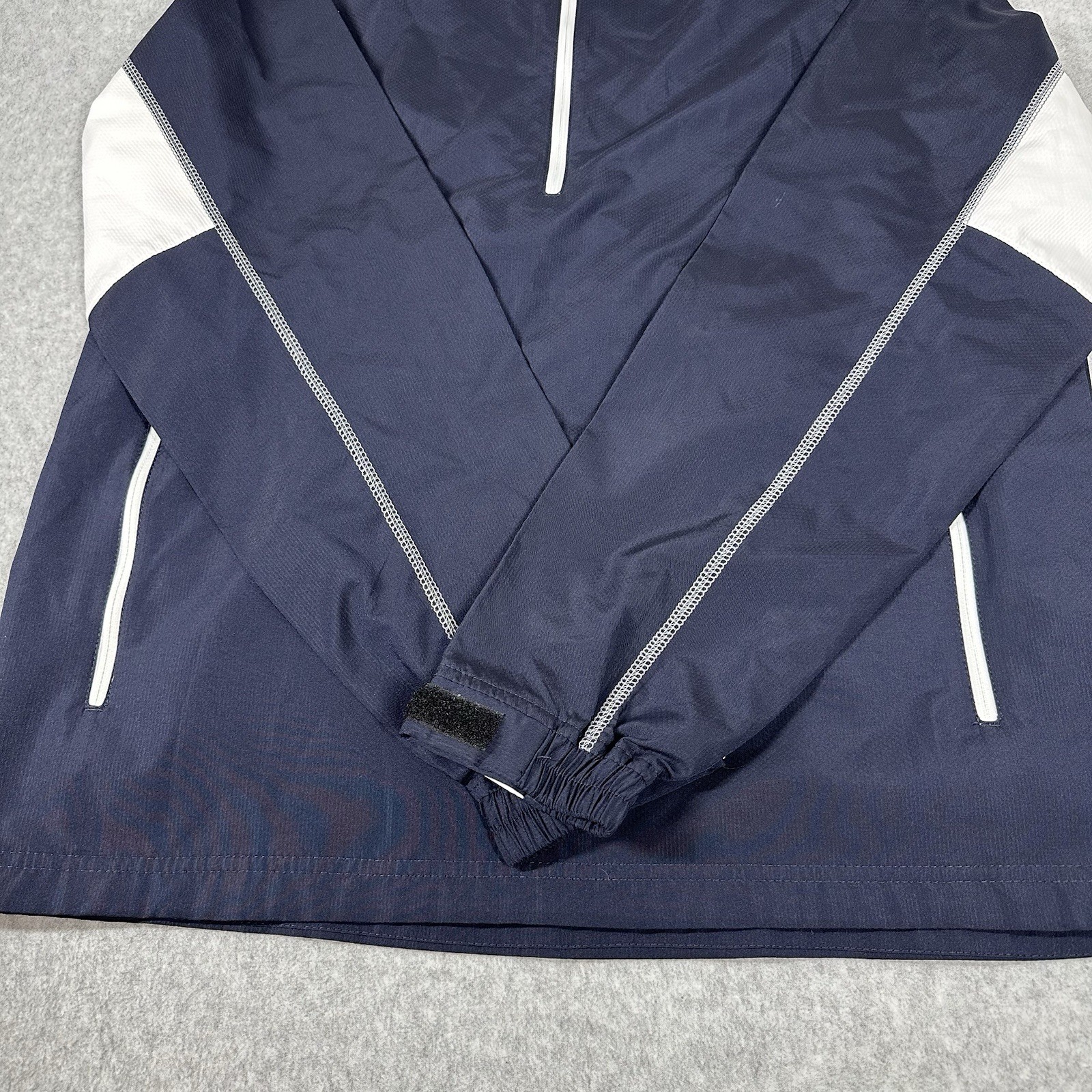 FJ Footjoy Sport Golf Windshirt Jacket Men's Sz M Blue White 1/4 Zip Pullover