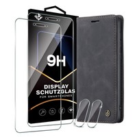 KlapphüLle FüR Samsung Galaxy A25 5G Handy Cover Schwarz 2X Display Kamera Glas