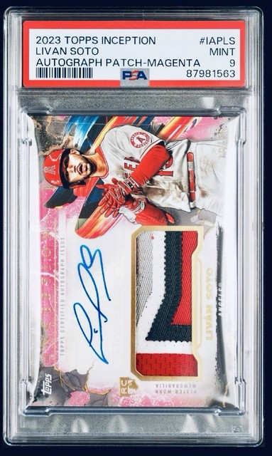 2023 Topps Inception Livan Soto Auto Patch Magenta /75 PSA 9