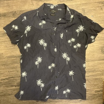 Marc Anthony slim fit XL Hawaiian/Florida palm tree blue shirt Button