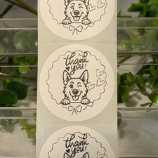 200 German Shepherd Thank You Stickers 2&rdquo; Round Dog Hearts Small Business