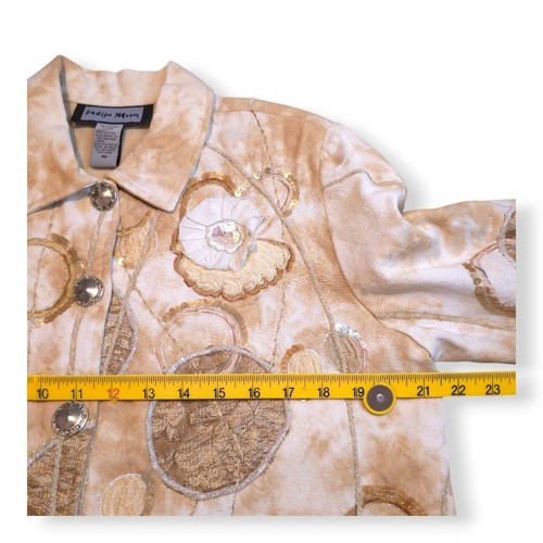 Indigo Moon Jacket Womens Size M Beige Floral Sequin Long Sleeve Jacket - Picture 11 of 14