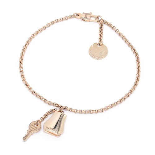 HERMÈS AUTENTICO BRACCIALE ALL'UNCINETTO HERMES KELLY MISURA ST H220467B00ST K18RG ORO ROSA F S