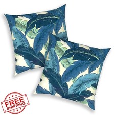 Melody Elephant 20x20 Swaying Palms Blue Pillow Covers