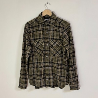 Strellson Switzerland Overshirt Flannel Plaid Acrylic Wool Shirt Men's Size S