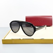 Gucci GG0479S Black Aviator Gray Lens Sunglasses New w/ Case
