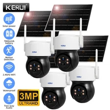 Solar Battery Powered WiFi Outdoor Pan/Tilt Home Security Camera System Wireless