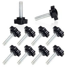 10Pcs 1/4"-20 X 1 Thumb Nuts Black Knurled Plastic Knob
