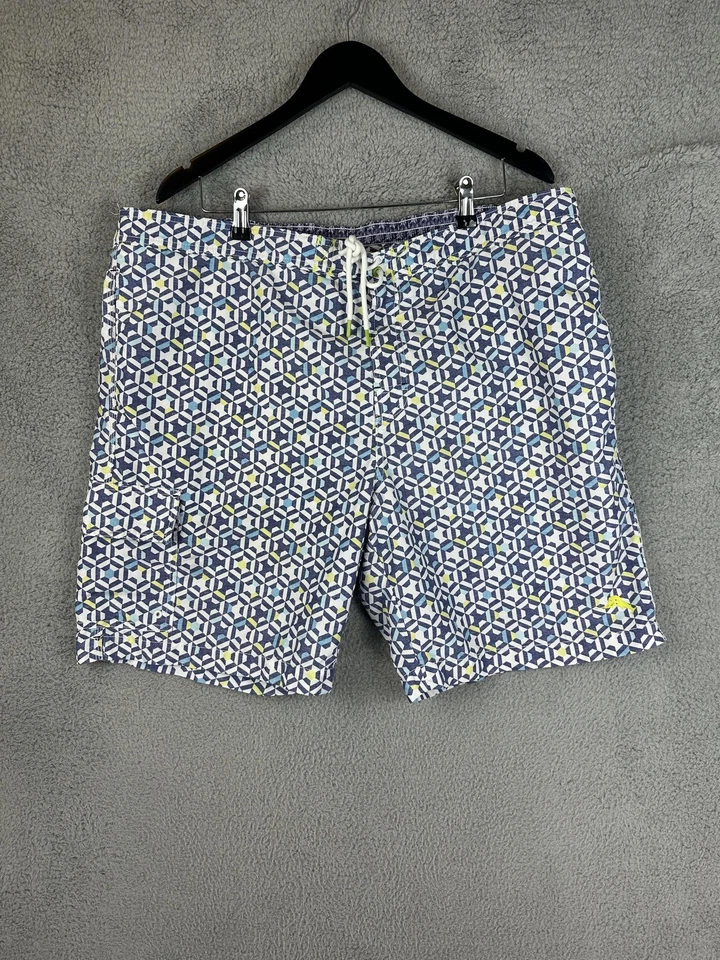 Tommy Bahama Bañador Para Hombres 2XL Azul Amarillo Geométrico Board Shorts Poliéster Foto 2 de 4