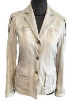 Authentique Veste Blouson Cuir Écru Napapijri 36