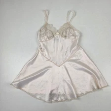 Vintage Miss Dior Slip Womens Small Ivory Satin Lace Chemise Nightgown 70s USA