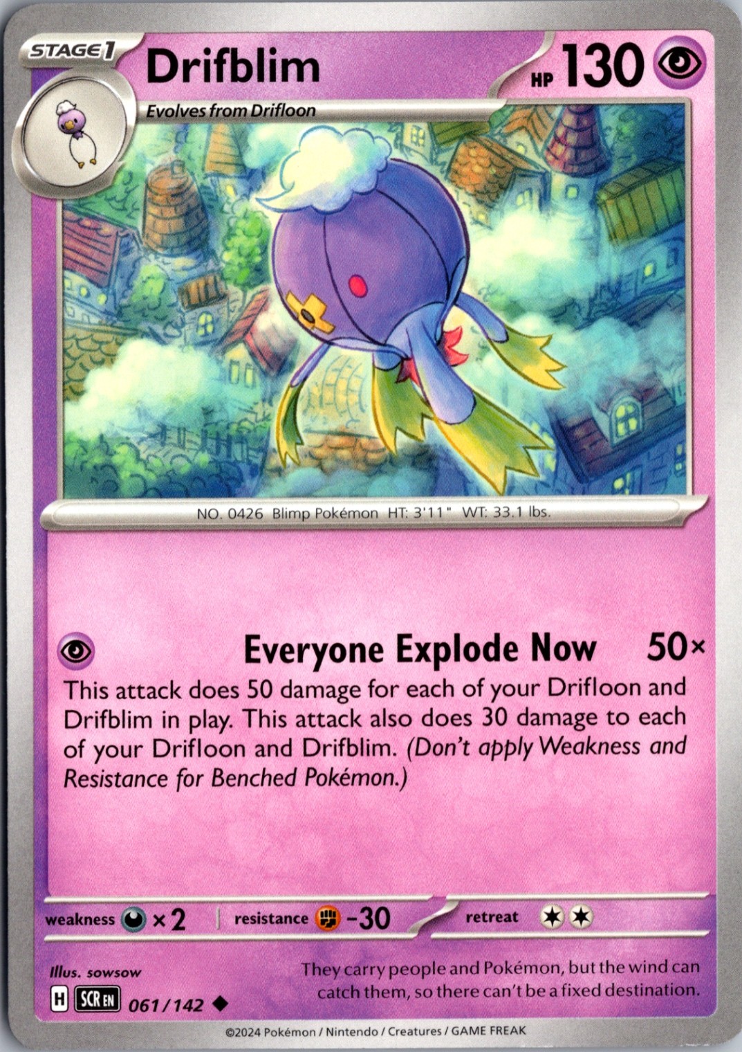 Drifblim Normal Uncommon SV07: Stellar Crown 061/142 NM