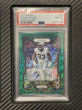 2023 PSA 8 Byron Young RC #355 Green Scope Prizm Auto #’d/75 Prizm NFL Football