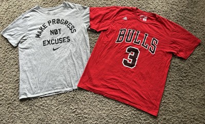 Nike Gray Mens Dri Fit Shirt & Chicago Bulls Dwayne Wade Adidas Large The Go Tee