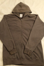 VINTAGE 80s-90s BLANK Faded GRAY ZIP-UP HOODIE, Size L, Oversized, Santee Silver
