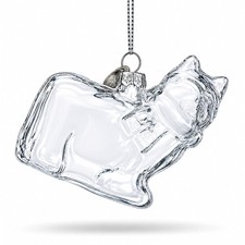 Cat in Scarf Clear Glass Christmas Ornament