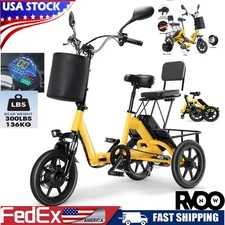 350W 48V Adults Foldable Electric Tricycle 3 wheel E-bike Folding Electric Trike