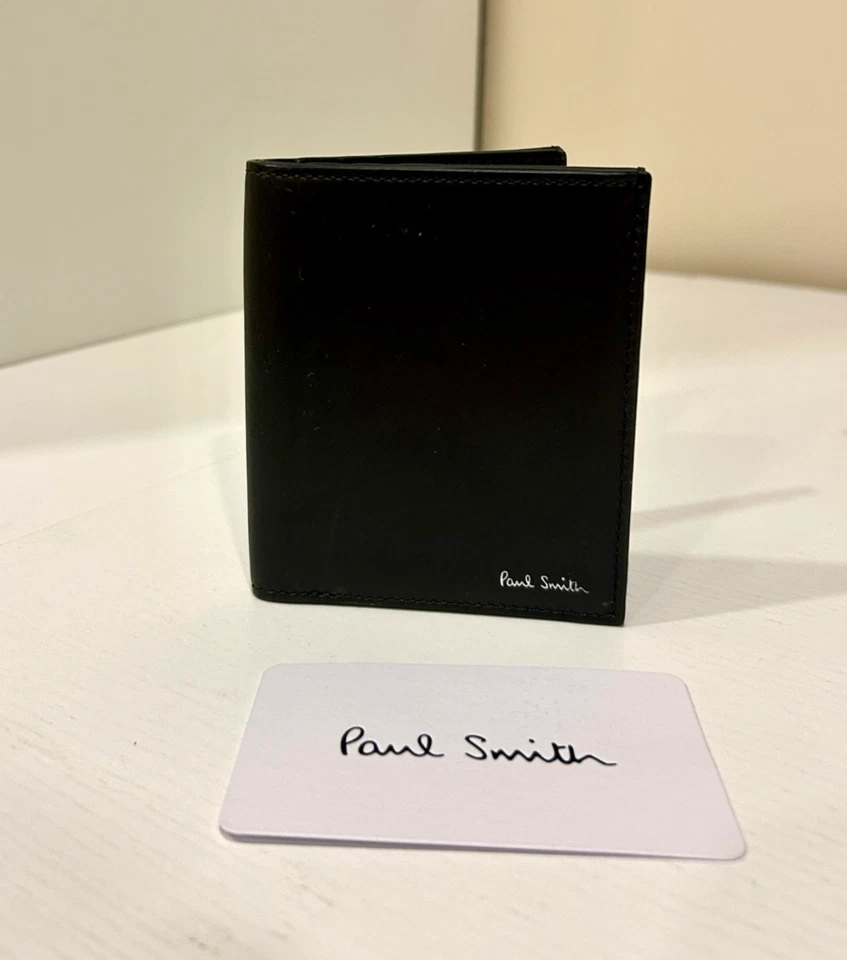 PAUL SMITH Hombre Cartera Negra 100% Cuero de Becerro - NUEVO Foto 2 de 4