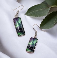 Green Blue Aurora Earrings Silver Earrings Dangle Drop Earrings Choice of Hooks 