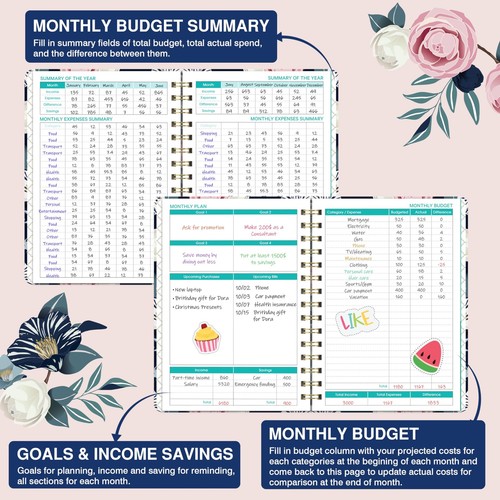 12 Month Undated Budget Planner Budget Book w/ Bill Organizer & Expense Tracker - Picture 6 of 7