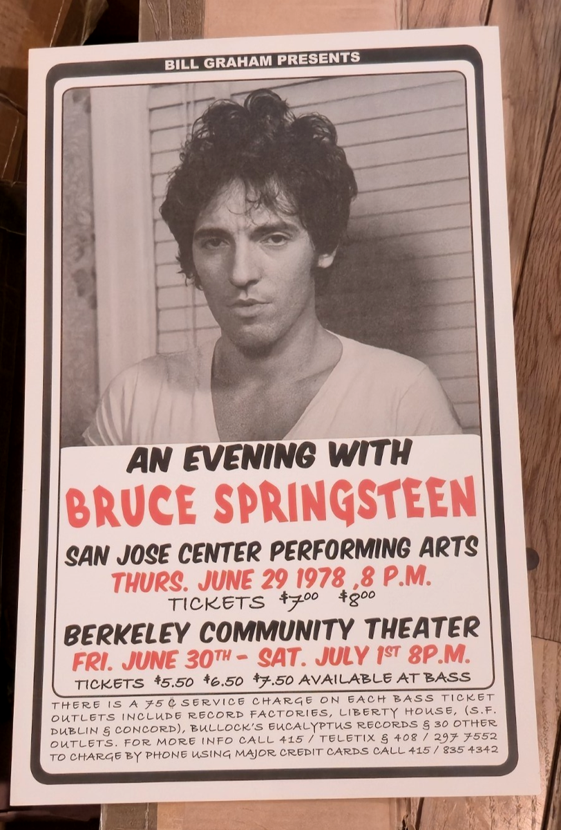 Vintage 1980s/90s Bruce Springsteen Concert Poster Repro NOS