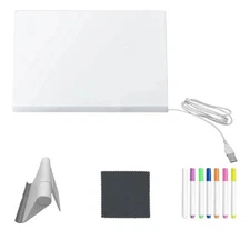 1 Set Light Up Acrylic Message Board with 7 Color Pens for Kids Drawing - NEW