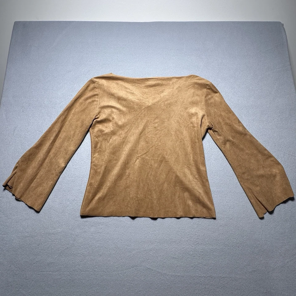 Mangas femininas Y2K camurça sensação camelo marrom tamanho G boho hippie festival fada sino - Imagem 4 de 4