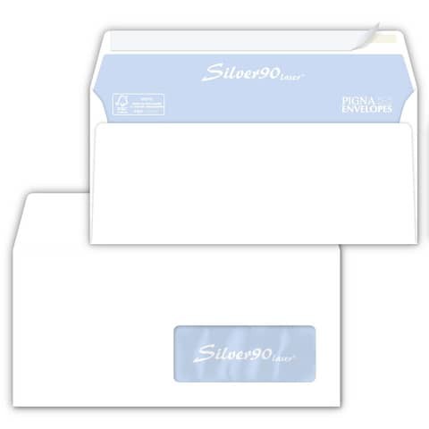 Buste con finestra Pigna Envelopes Silver90 Laser patella aperta 110x230 mm bian