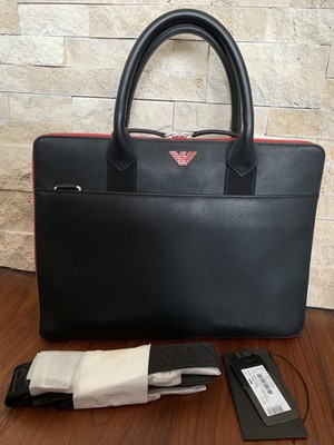 ARMANI Aktentasche Vitello Stampato Bag Tasche Designer Laptop Business Schwarz