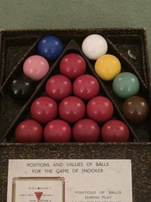 Vintage Boxed One and Quarter Inch Snooker and Billiard Balls, Mid-century VGC